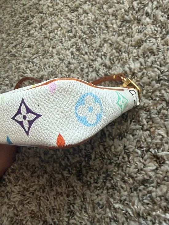 Louis Vuitton Multicolor Monogram White Mini Pochette with Tan Trim - Picture 10 of 13